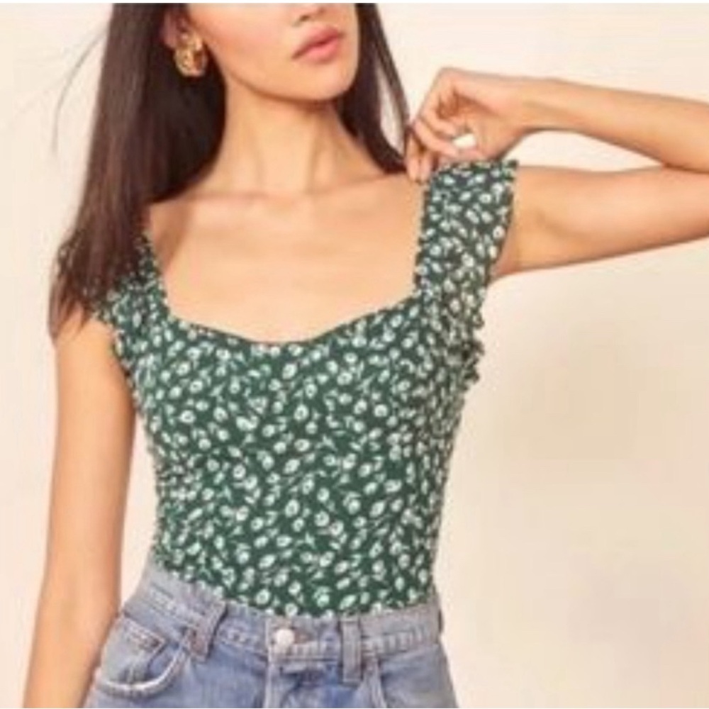 Reformation Lisbon top green size 8